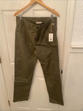 Men's Olive Green Casual Pants Free Fly